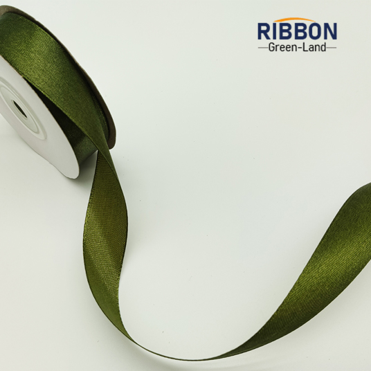 Polyester Single Face Satin Green Matt Ribbon