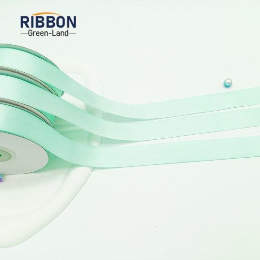 Polyester Single Face Satin Green Matt Ribbon