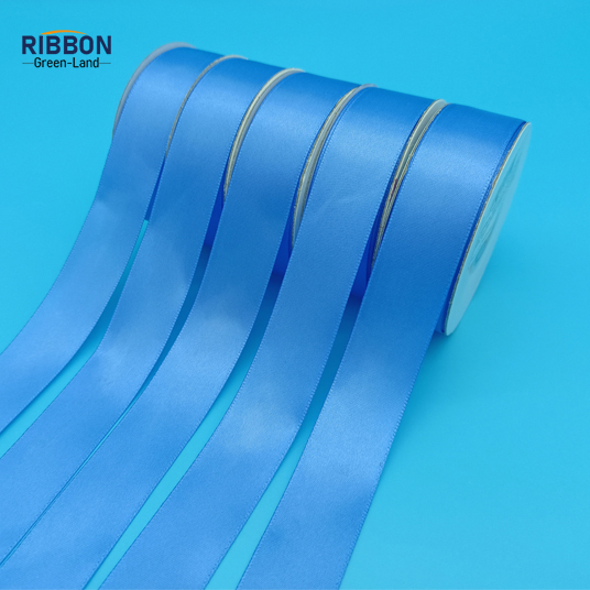 Polyester Double Face Satin Blue Matt Ribbon
