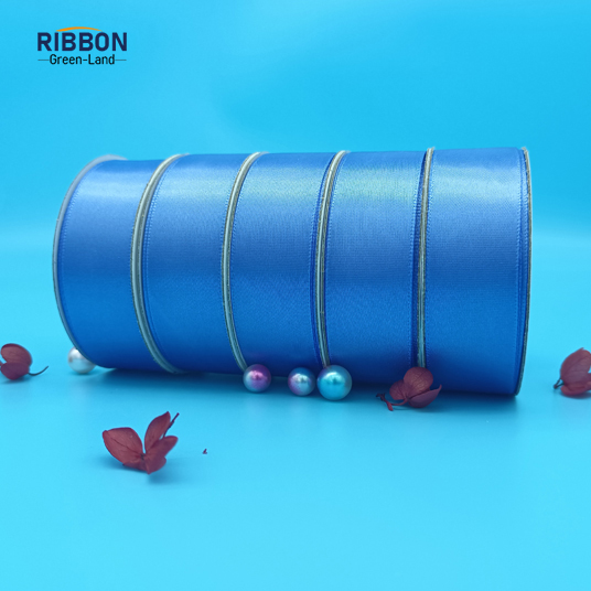 Polyester Double Face Satin Blue Matt Ribbon