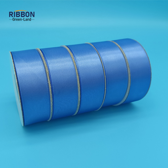 Polyester Double Face Satin Blue Matt Ribbon