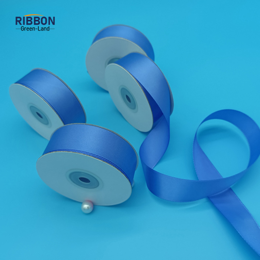 Polyester Double Face Satin Blue Matt Ribbon
