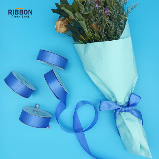 Polyester Double Face Satin Blue Matt Ribbon