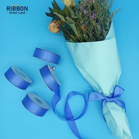 Polyester Double Face Satin Blue Matt Ribbon
