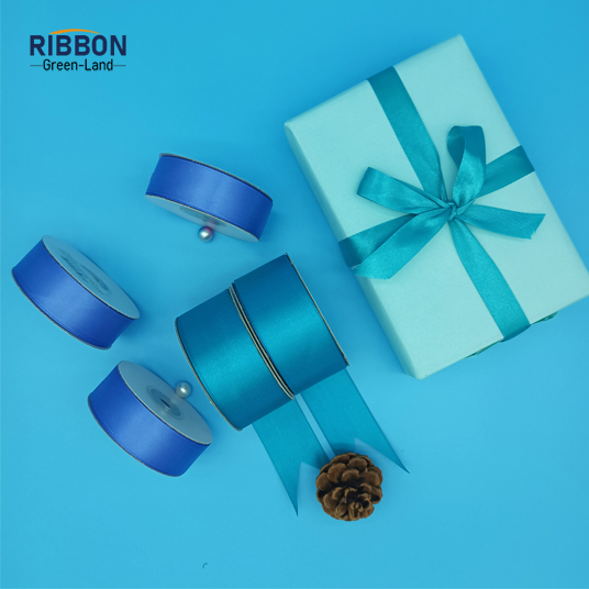 Polyester Single Face Satin Blue Shine Ribbon