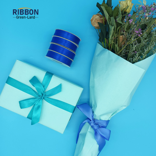 Polyester Single Face Satin Blue Shine Ribbon