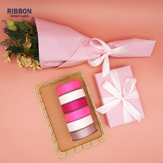 Polyester Single Face Satin Pink Shine Ribbon