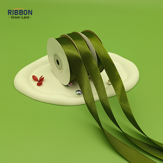 Polyester Double Face Satin Green Matt Ribbon