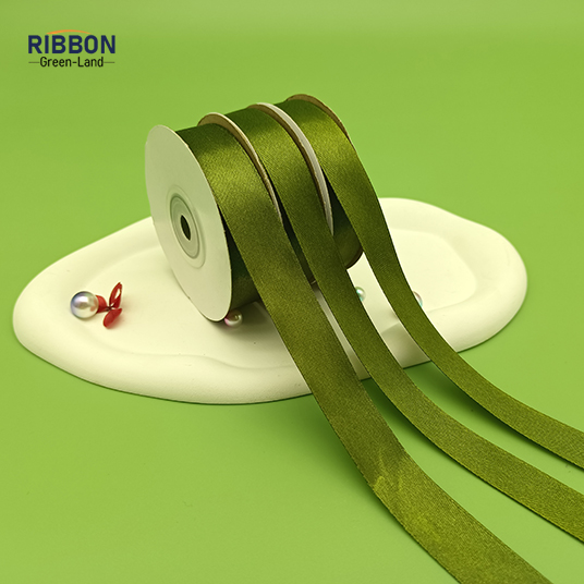 Polyester Double Face Satin Green Matt Ribbon