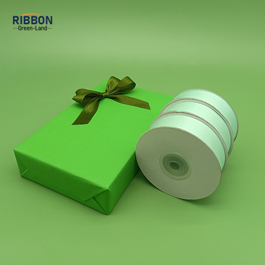 Polyester Single Face Satin Green Shine Ribbon