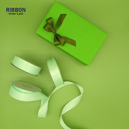 Polyester Single Face Satin Green Shine Ribbon