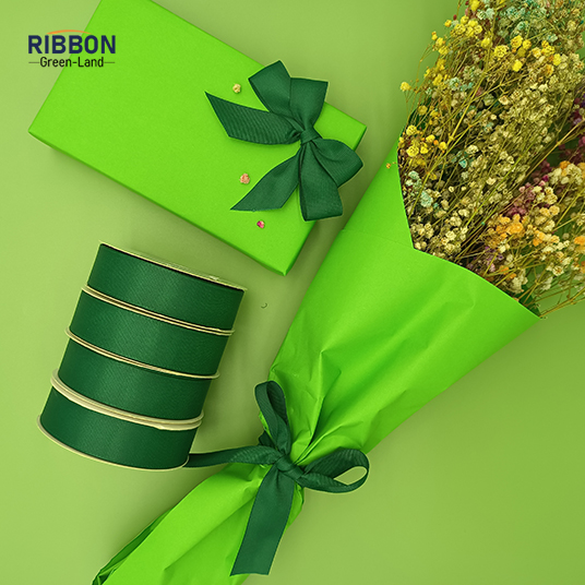 Polyester Grosgrain Green Ribbon