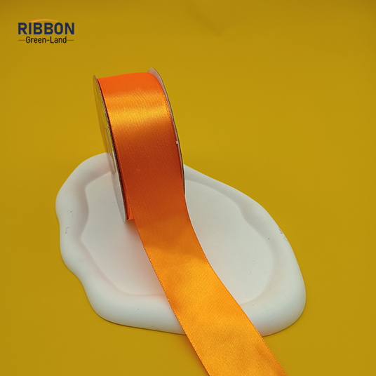 Polyester Single Face Satin Orange Shine Ribbon