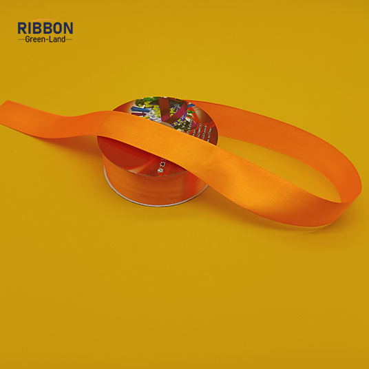 Polyester Single Face Satin Orange Shine Ribbon