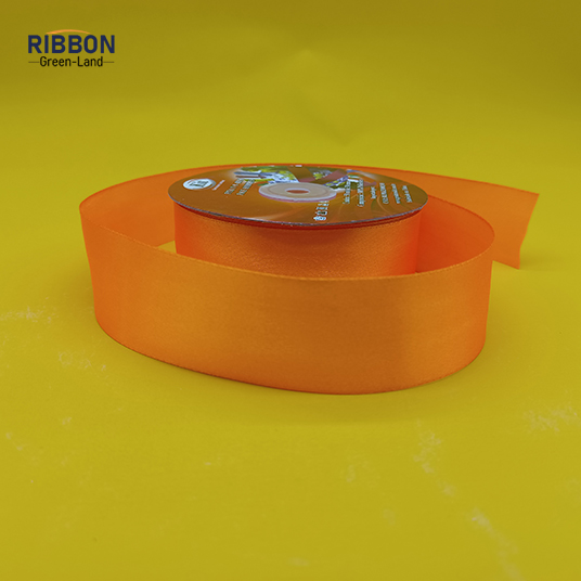 Polyester Single Face Satin Orange Shine Ribbon