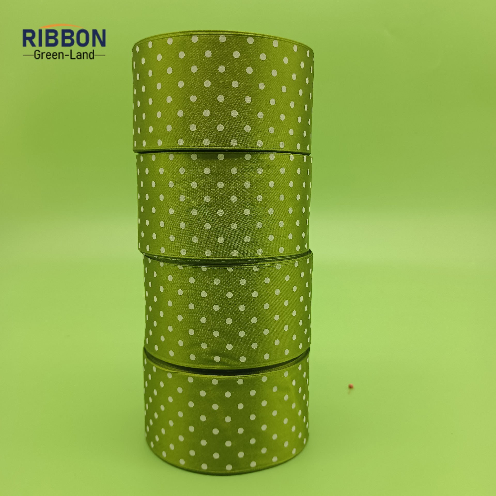 Screen Printing  Green Ribbon with White Dot