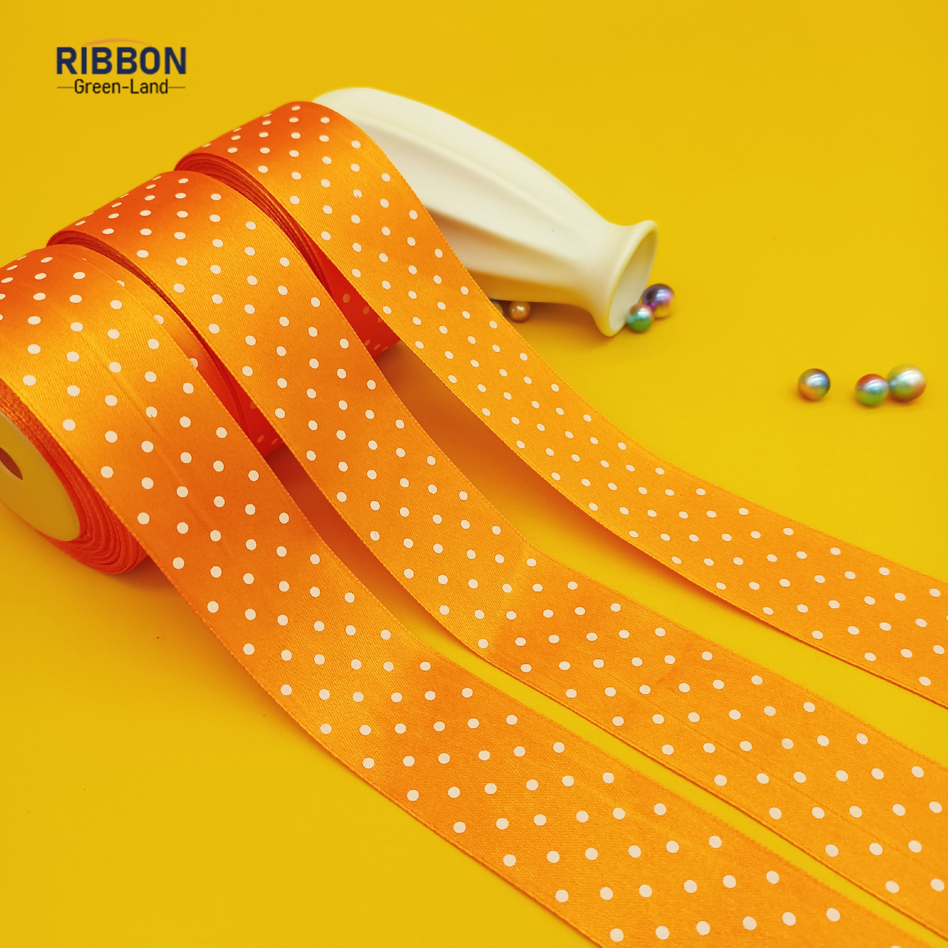 Screen Printing Orange Ribbon with White Dot