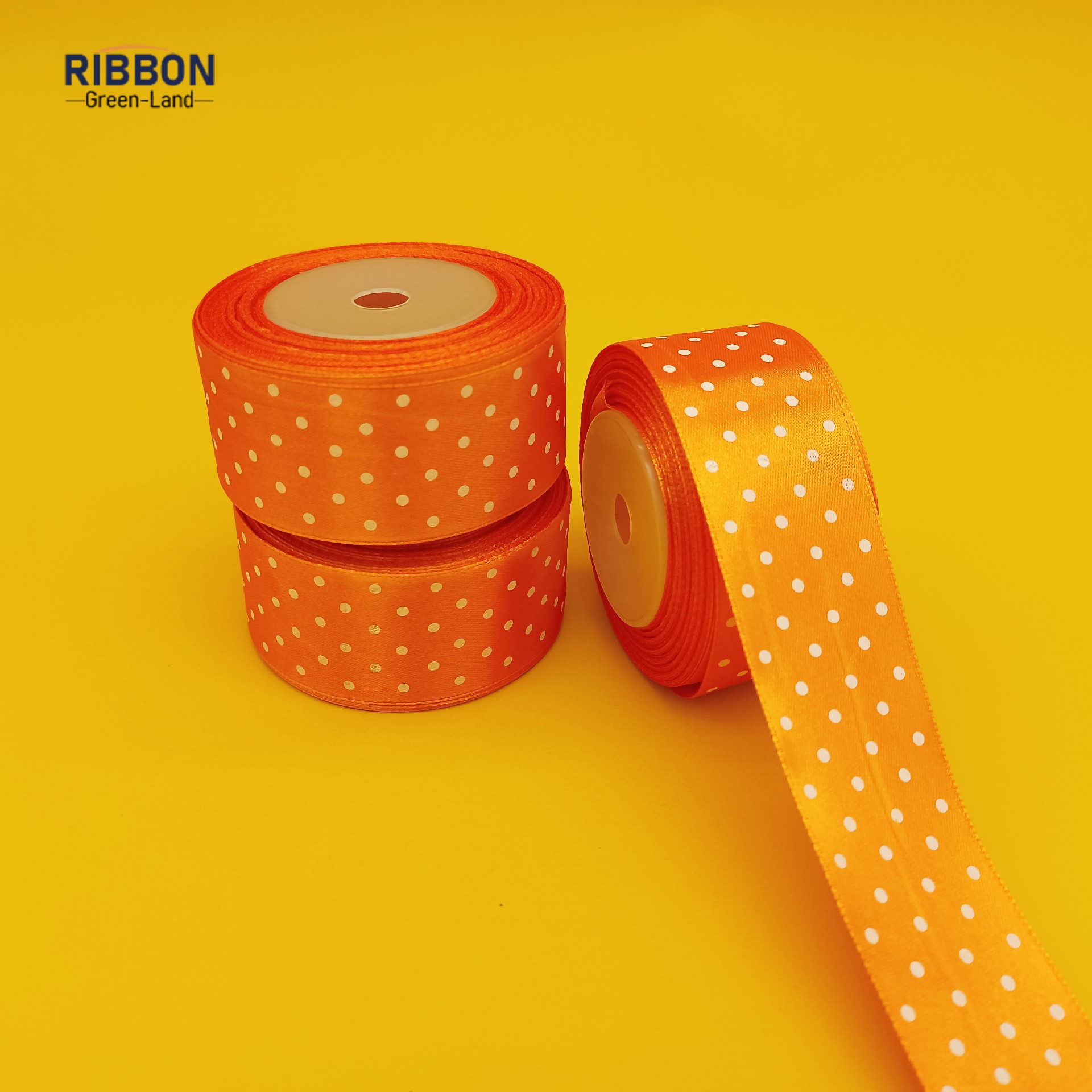 Screen Printing Orange Ribbon with White Dot