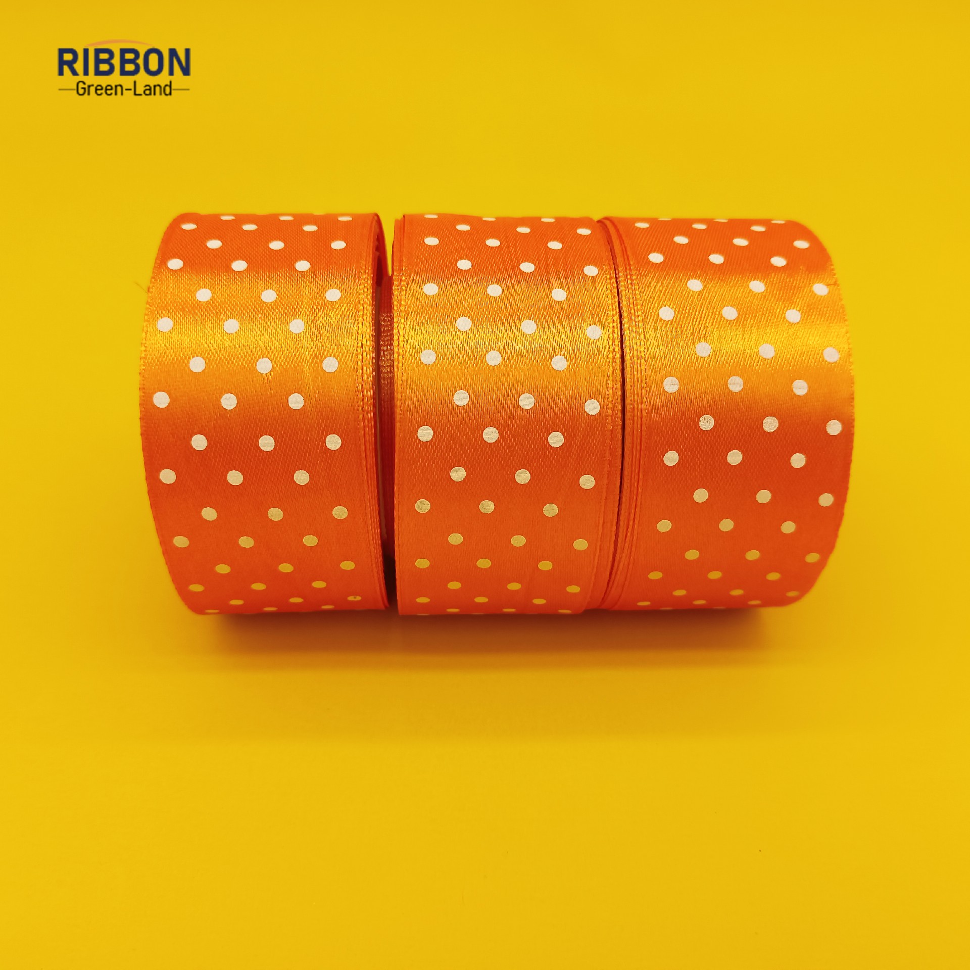 Screen Printing Orange Ribbon with White Dot
