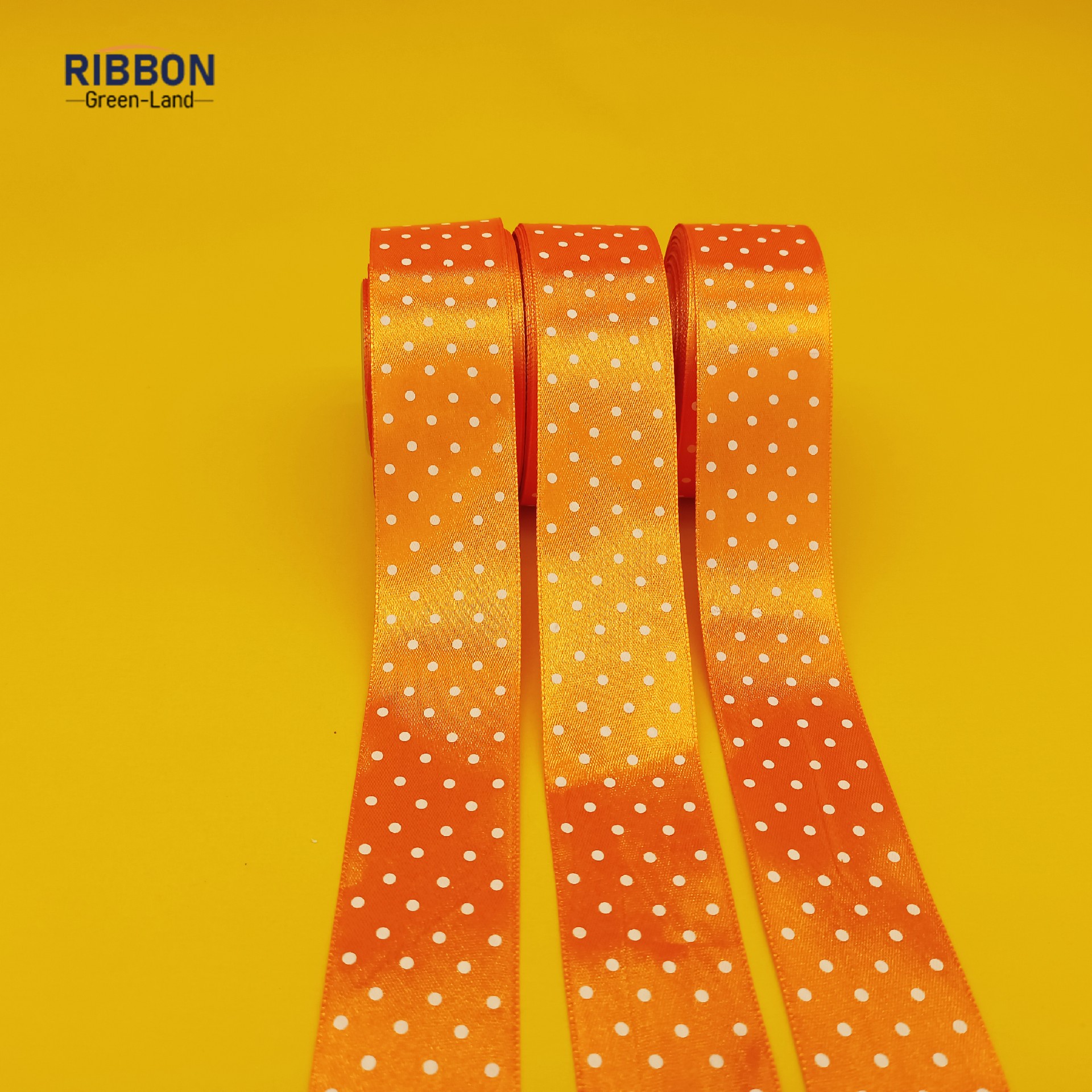 Screen Printing Orange Ribbon with White Dot