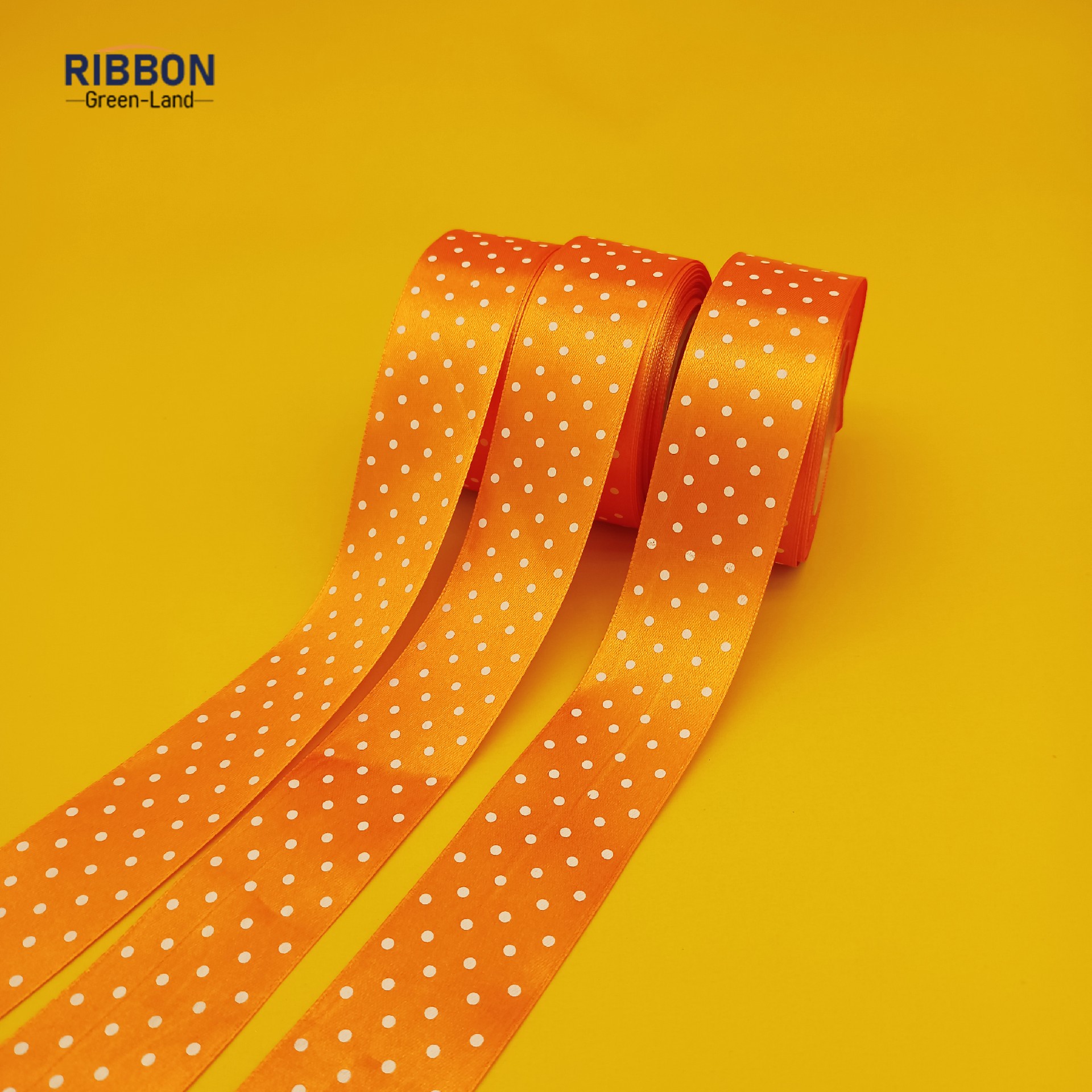 Screen Printing Orange Ribbon with White Dot