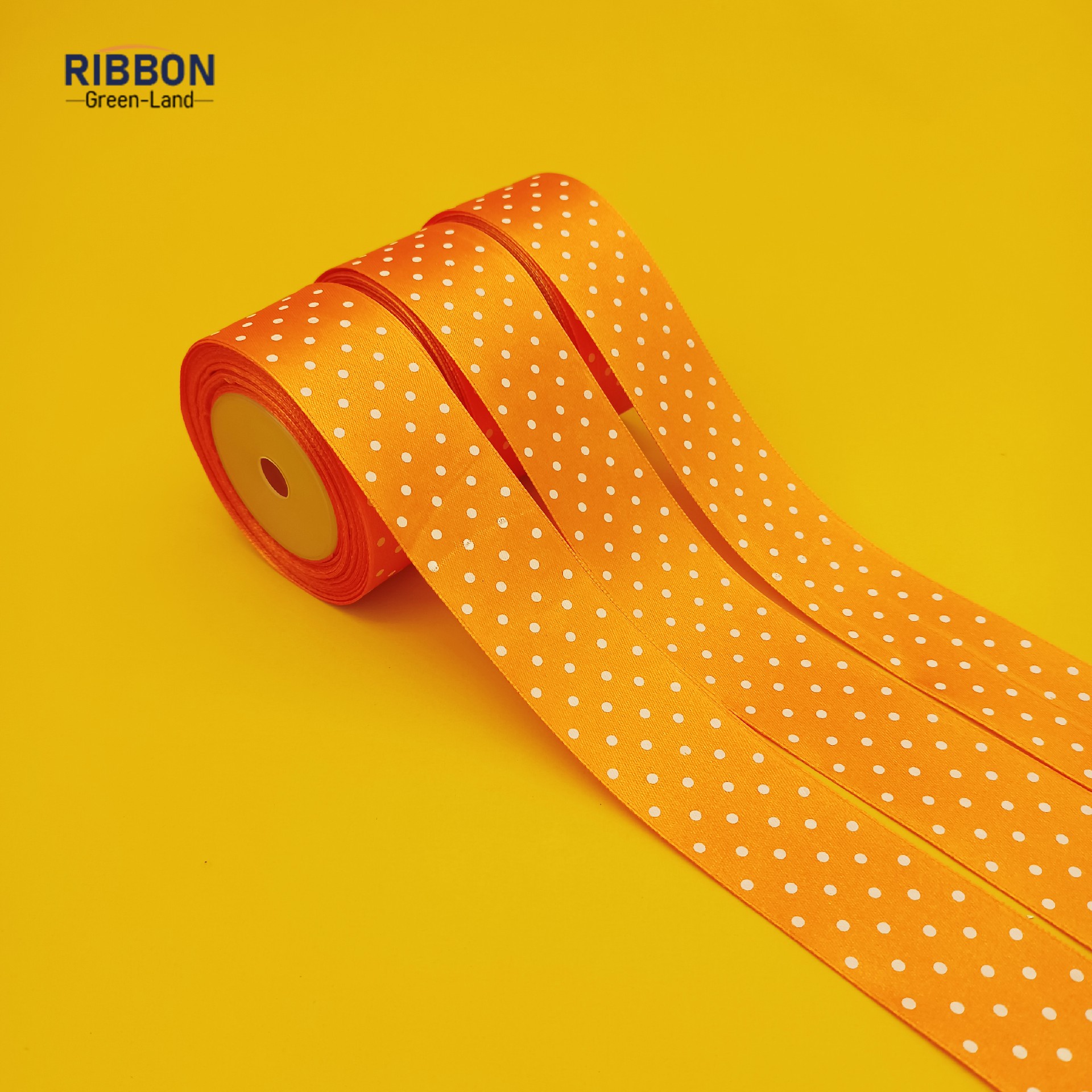 Screen Printing Orange Ribbon with White Dot