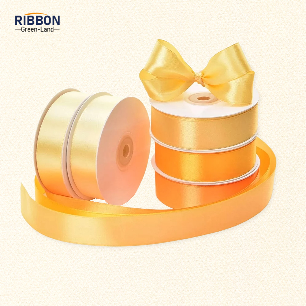 Polyester Double Face Satin Yellow Shine Ribbon