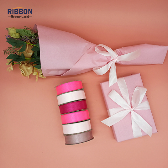 Polyester Single Face Satin Pink Shine Ribbon